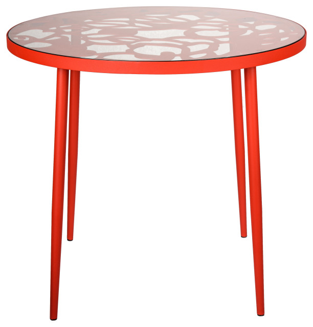 LeisureMod Devon Outdoor Patio 31" Round Aluminum Glass Top Bistro