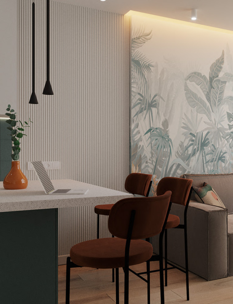 Евро однокомнатная квартира с яркими акцентами в ЖК Атмосфера