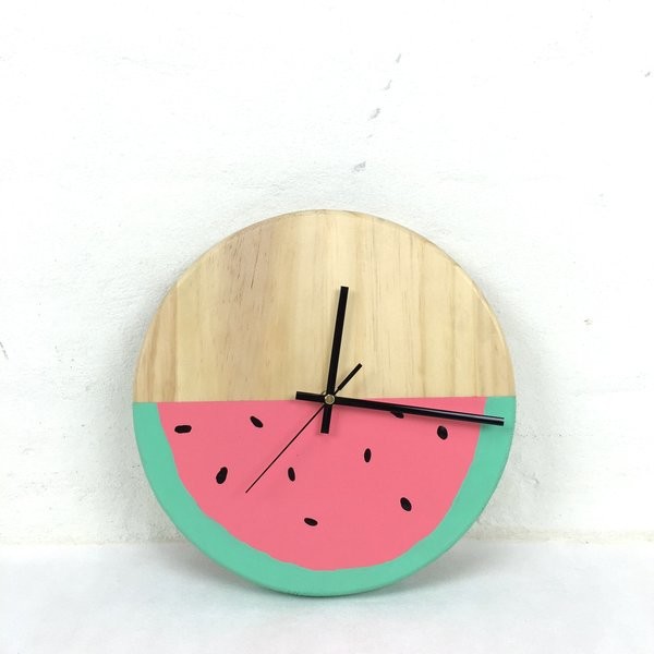 Watermelon Clock Timber 30cm Contemporary Wall Clocks Sydney