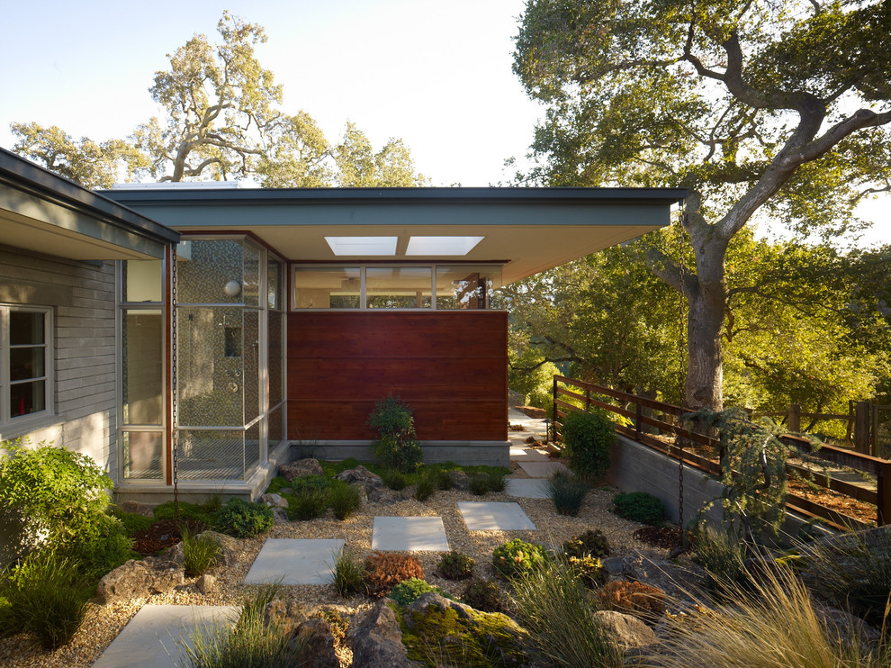 Inspiration for a modern exterior in San Francisco with wood siding.