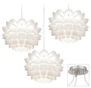 Possini Euro White Flower Triple Light Swag Chandelier