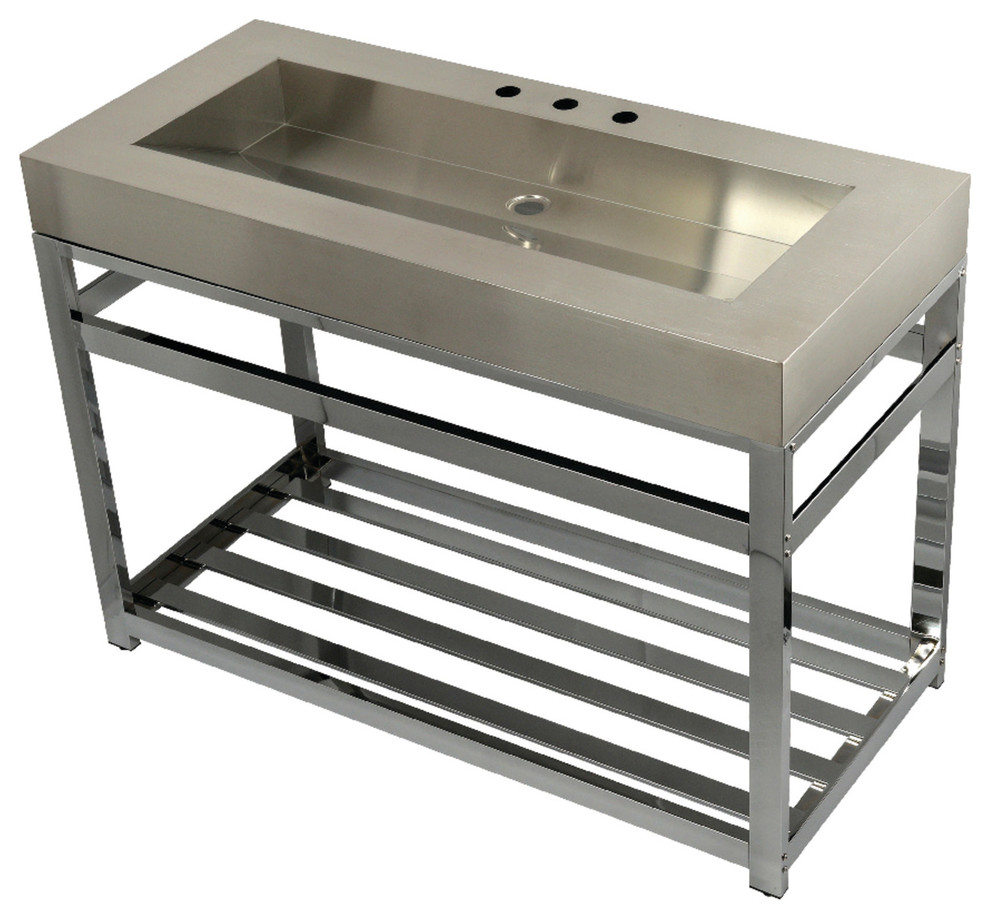 49" Stainless Steel Sink w/Steel Console Sink Base Contemporary