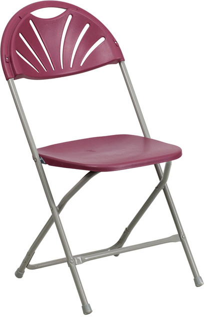 Flash Furniture Hercules Series Burgundy Plastic Fan Back Folding Chair