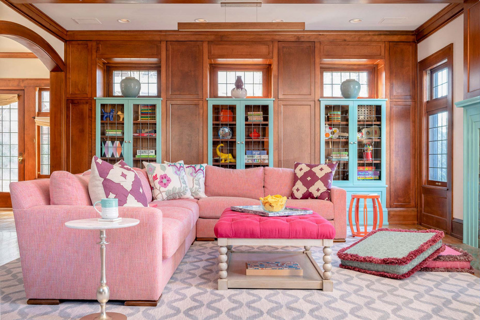 This is an example of a mid-sized eclectic enclosed family room in Minneapolis.