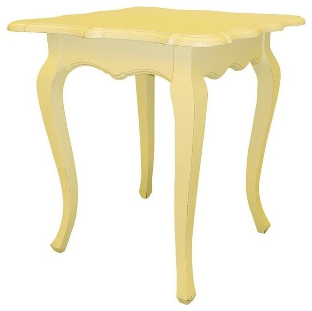 New Accent Table Yellow Painted Hardwood