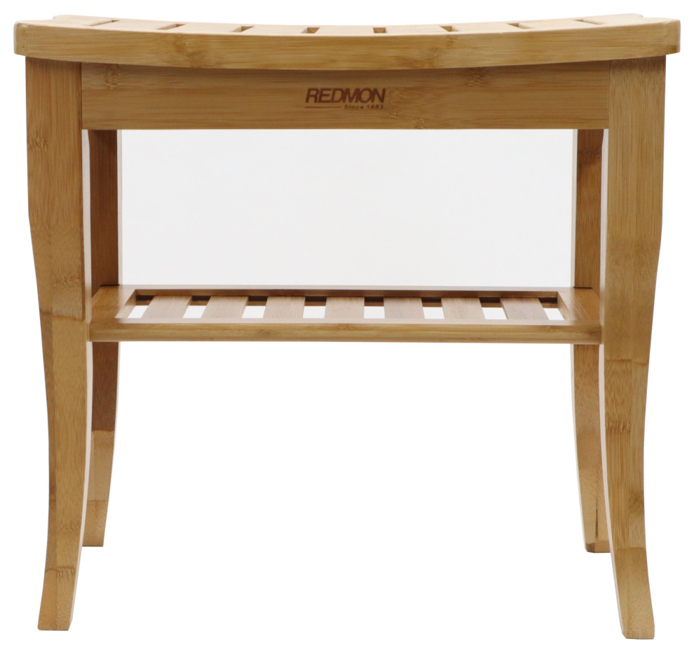 Bamboo Shower Seat and Shelf Transitional Shower Benches & Seats by VirVentures Houzz