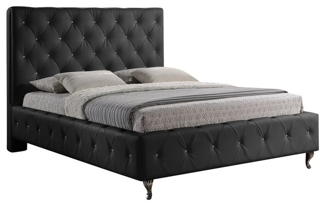 Baxton Studio Stella Crystal Tufted Black Modern Bed - Queen Size