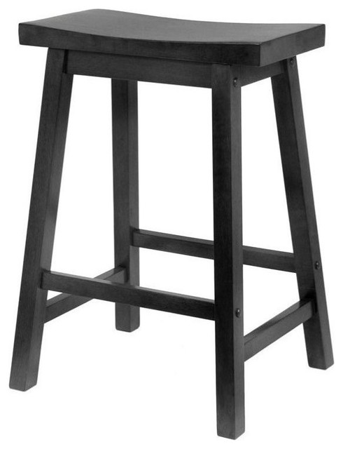Winsome 24" Saddle Seat Counter Stool in Warm Black (Set of 2)