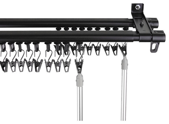 Baton Draw Rods Baton Draw Adjustable Double Track - Black, 66-120