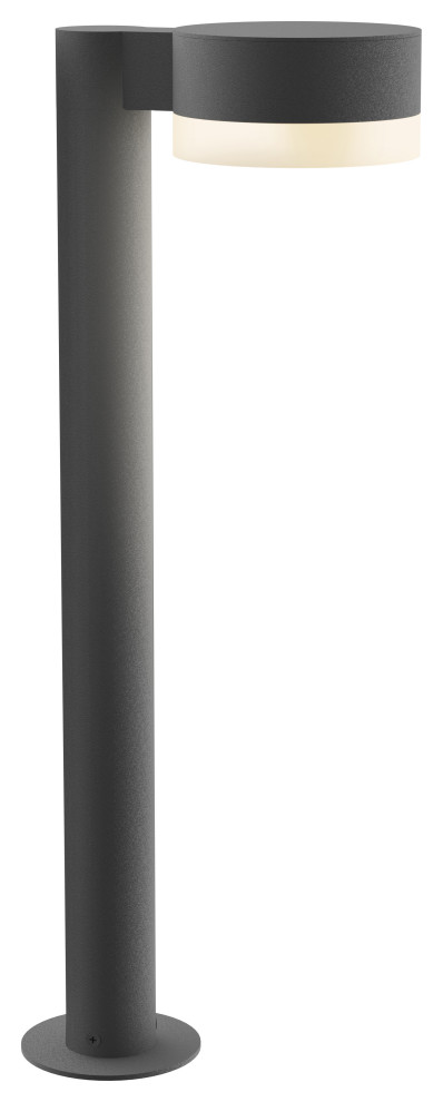 Reals 22" Bollard, Cylinder Lens and Plate Cap, White Lens, Textured Gray
