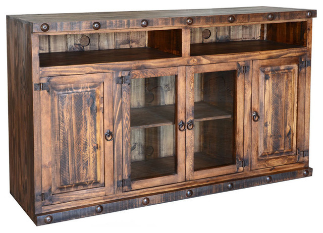 alamo rustic 60" tv stand - rustic - entertainment centers and tv