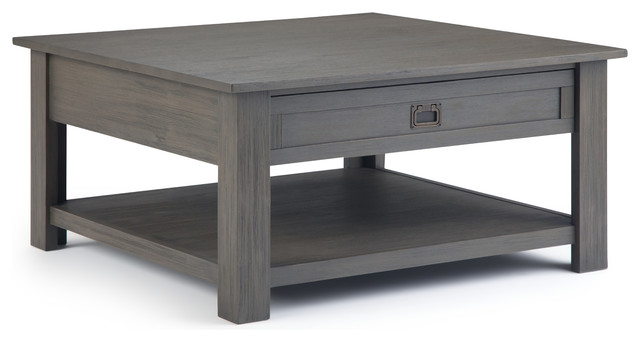 Monroe Acacia Wood 38 Inch Wide Square Rustic Coffee Table In Farmhouse Grey Transitional Tables By Simpli Home Ltd Houzz Monroe Acacia Wood 38 Inch Wide Square, Grey Wooden Square Coffee Table