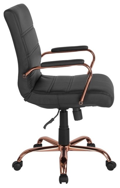 Genuine Leather Arm Office Chair, Rose Colored Desk Chair