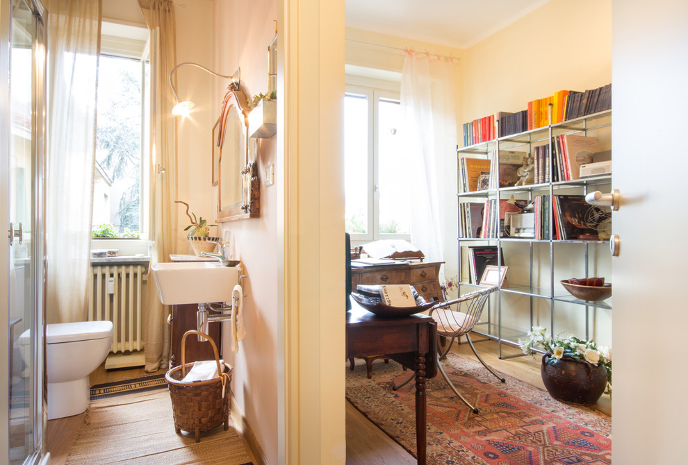 Inspiration for an eclectic home office in Turin.