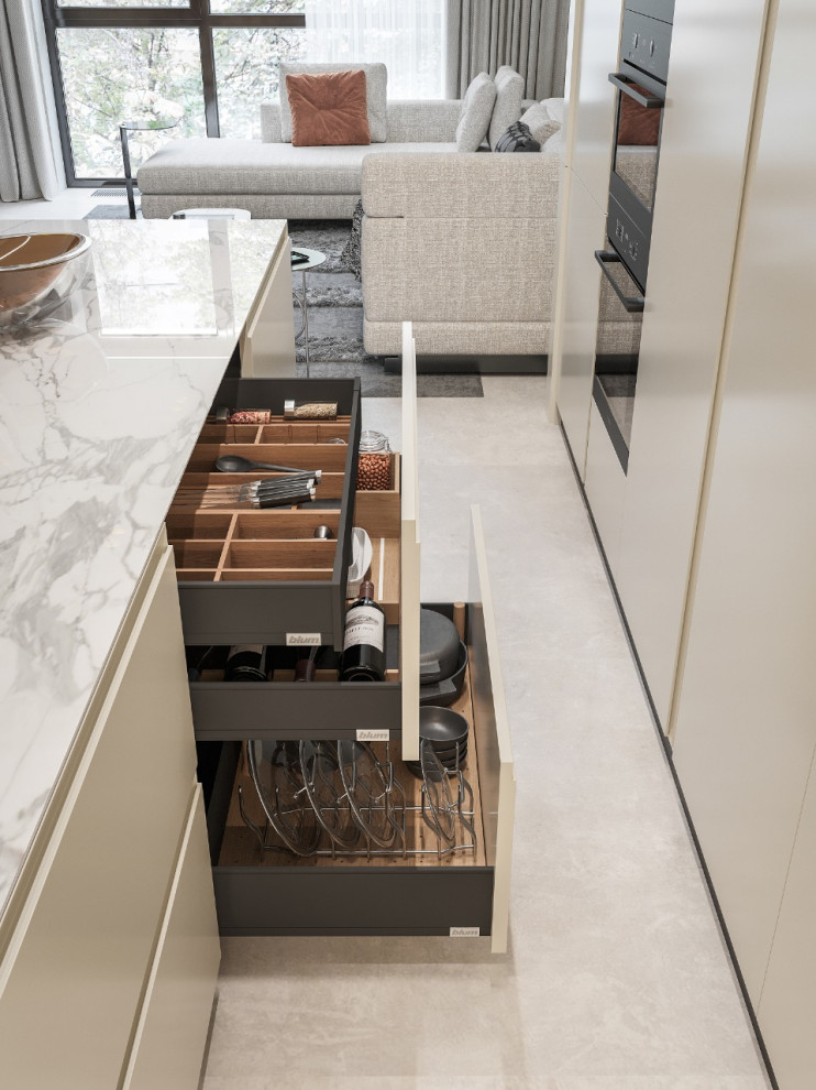 Премиум наполнение для низкого ящика - вид сбоку