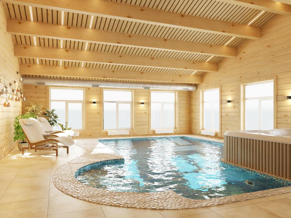 Бассейн и хаммам в деревянном доме