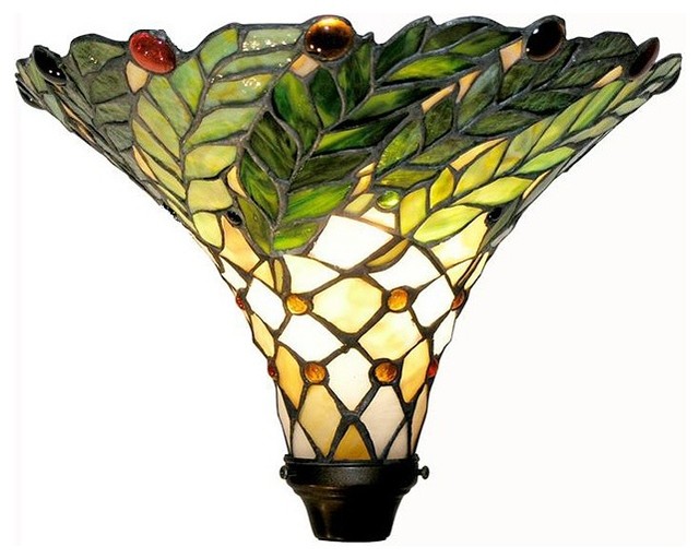Warehouse Of Tiffany Green Leaf Torchiere Lamp 3742#+BB75B