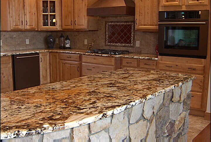 Kitchen - rustic kitchen idea with granite countertops