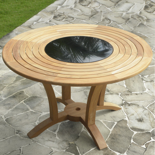 Livina Teak Round Dining Table With Granite Lazy Susan Livina Teak Round Dining Table With Granite Lazy Susan