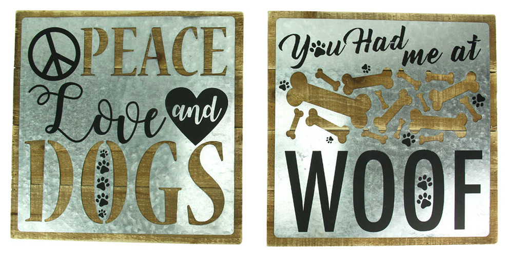 You Had Me At Woof Love And Dogs 2 Piece Rustic Wall Decor Set Dogs 2 Piece Rustic Wall Decor