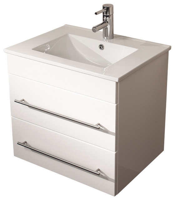 Emotion Milet Bathroom Furniture, 60.5 cm, White High-Gloss