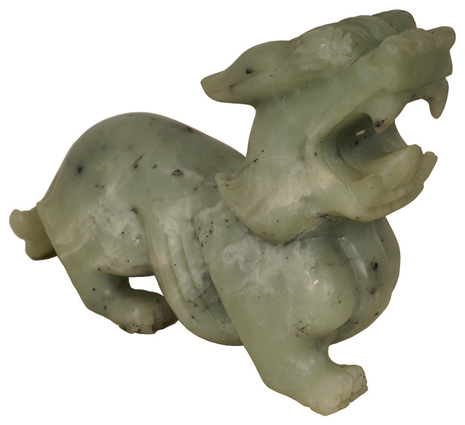 Consigned Vintage Chinese Carved Jade Dragon Statue Asian