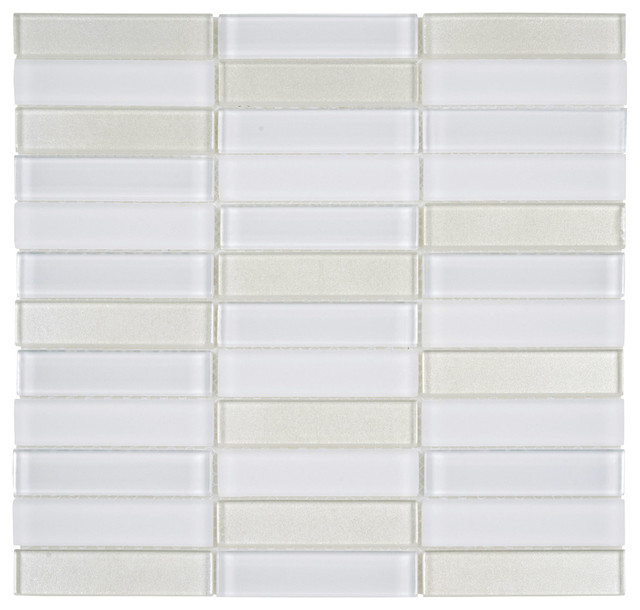 White Glass Mosaic Tile Texture Matt Stacked Wall Backsplash