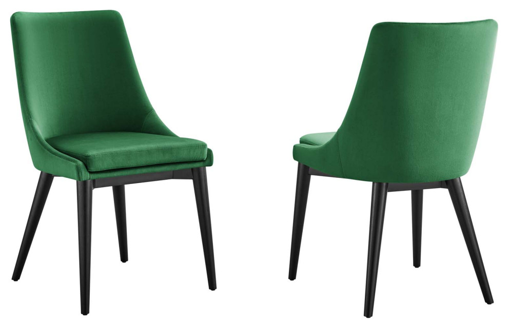 Viscount Accent Performance Velvet Dining Chairs, Set of 2, Emerald