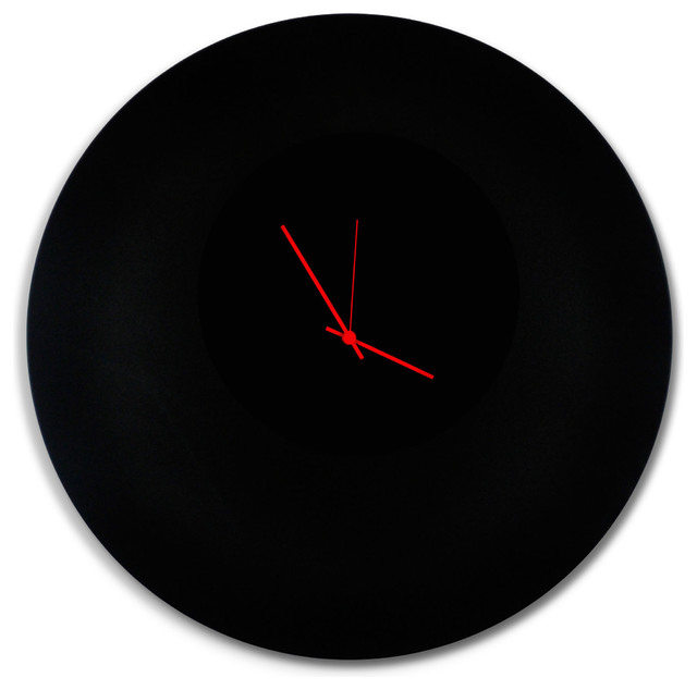 Blackout Circle Clock Large, Minimalist Modern Black Metal Clocks