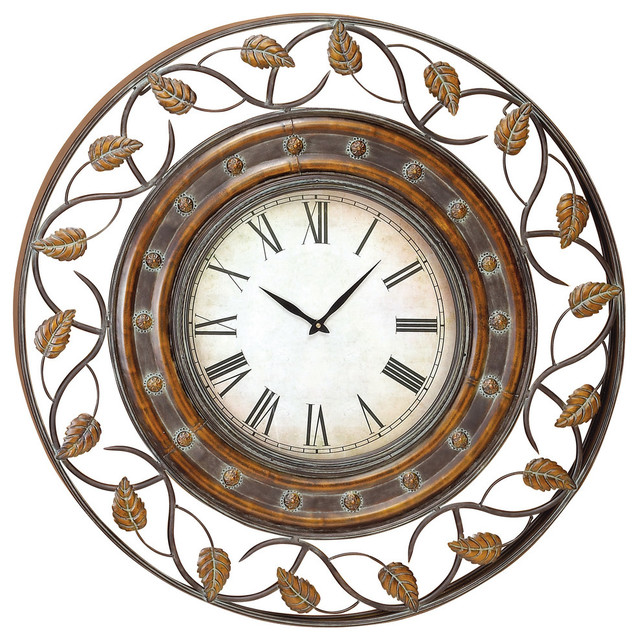 Brown Rustic Metal Wall Clock, 36" x 36" 57720 Contemporary Wall