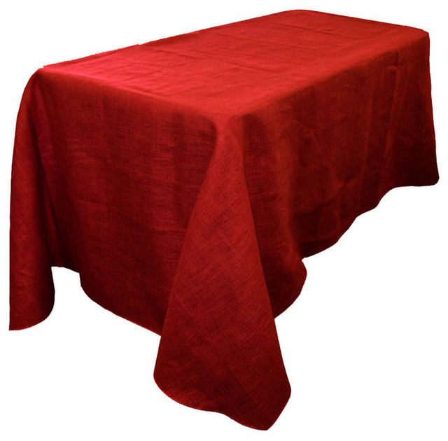 LA Linen Rectangular Natural Burlap Tablecloth Contemporary