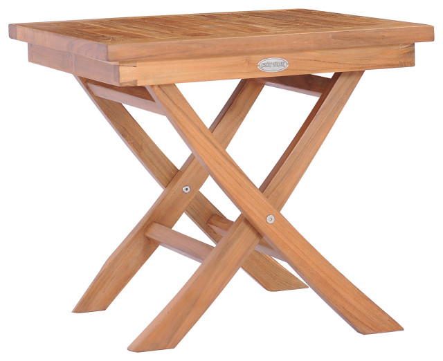 Teak Wood Titanic Folding Outdoor Patio Side Table Transitional