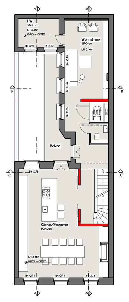 Modernisierung eines Stadthauses mit Ersatzbau im Innenhof