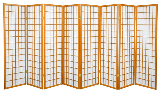 5' Tall Window Pane Shoji Screen, Honey, 8 Panels