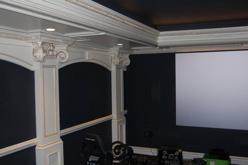 Inspiration for a classic home cinema in New York.