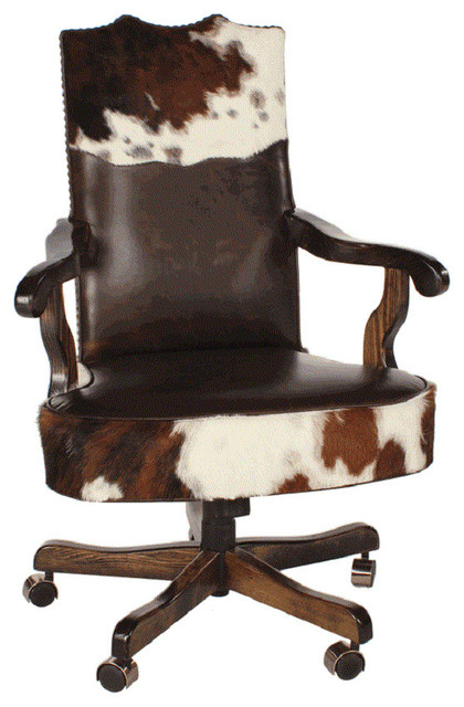 Cowhide Leather Western Office Chair Southwestern Office