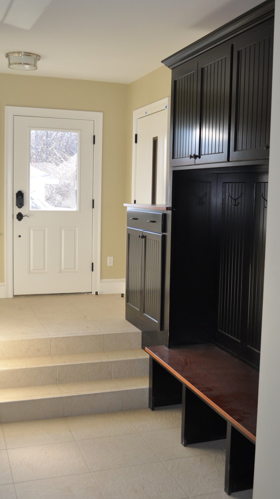 Black Custom Built In Mudroom Storage with Bench - Entry - Portland
