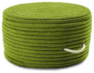 Braided Simply Home Solid Pouf Round Bright Green pouf/ottoman