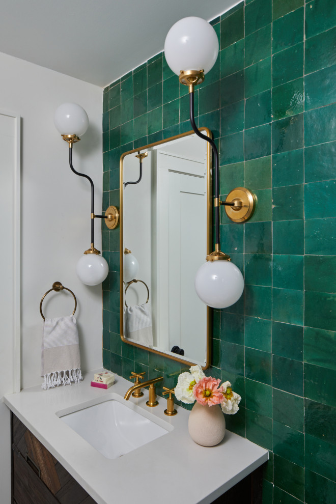 Inspiration for a transitional powder room remodel in New York
