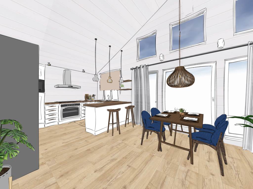 Кухня гостиная в частном доме (скетчи)