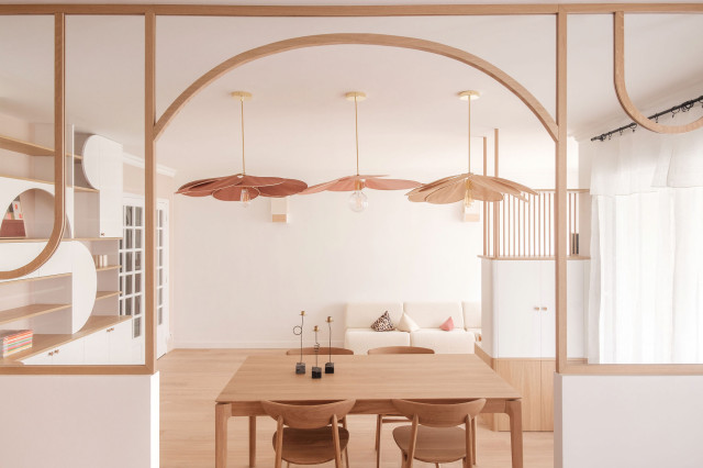R&eacute;novation compl&egrave;te d&rsquo;un appartement familial de 90m&sup2; contemporaneo-sala-da-pranzo