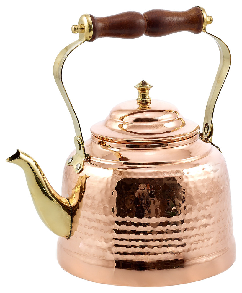 2 to 4 quart and fully assembled trendy copper stovetop tea kettle photo