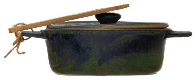 Stoneware Brie Baker With Bamboo Spreader