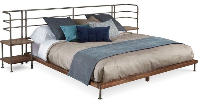 A.R.T. Home Furnishings Epicenters Factory Platform Bed and 2 Nightstands, Queen