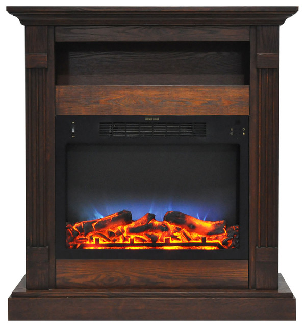 Sienna 34" Electric Fireplace With Multi-Color LED Insert and Walnut Mantel
