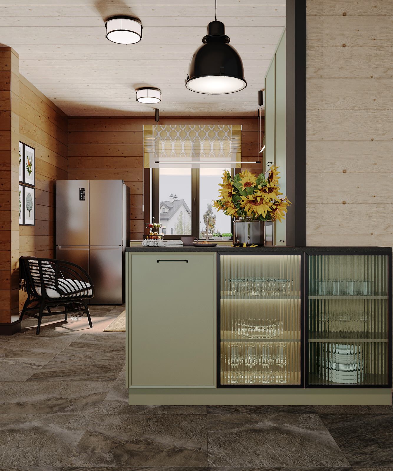 Кухня в загородном доме.