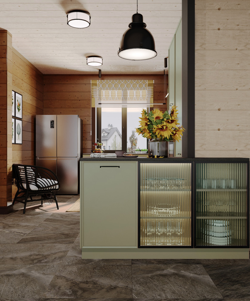 Кухня в загородном доме.