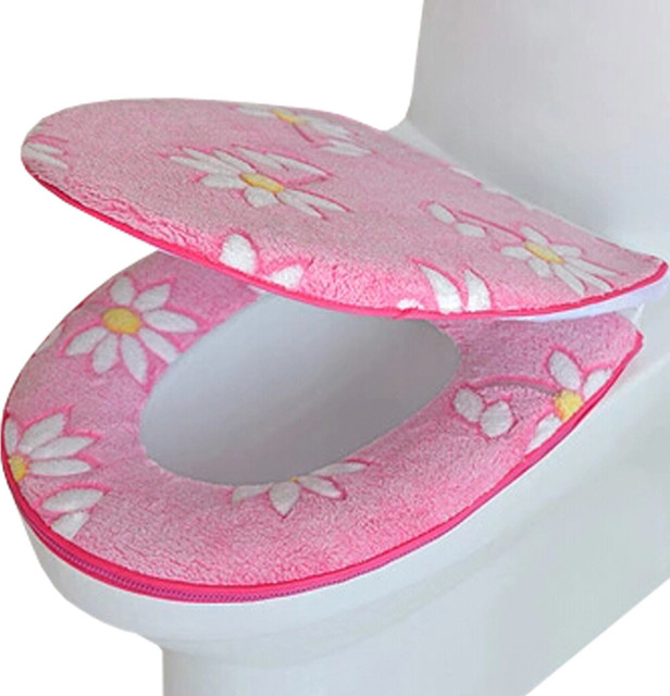 Toilet Lid, Toilet Seat Cover, Cushion Sunflower, Rose, 2Piece Set