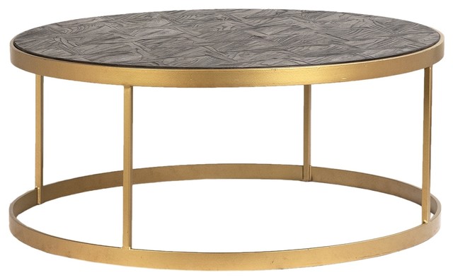 39 Coffee Table Round Steel Frame Gold Solid Wood Top Dark Brown Smooth 39 Coffee Table Round Steel Frame Gold Solid Wood Top Dark Brown Smooth