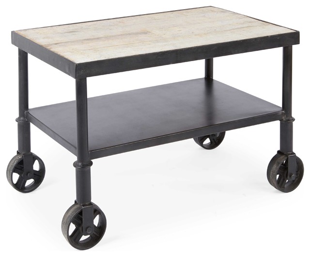 Belker Loft Reclaimed Wood Iron Casters Cart Side Table Belker Loft Reclaimed Wood Iron Casters Cart Side Table